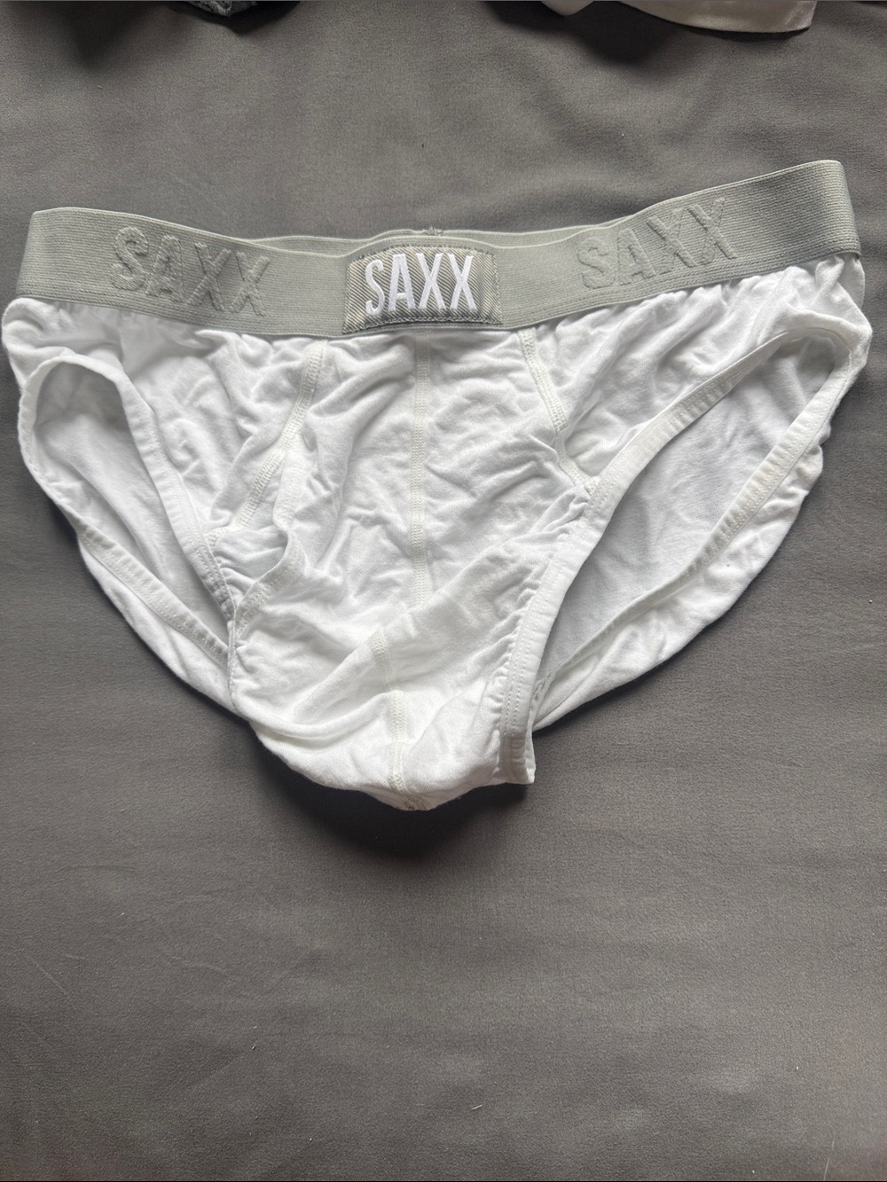 Saxx ULTRA White Briefs with Light Gray Waistband